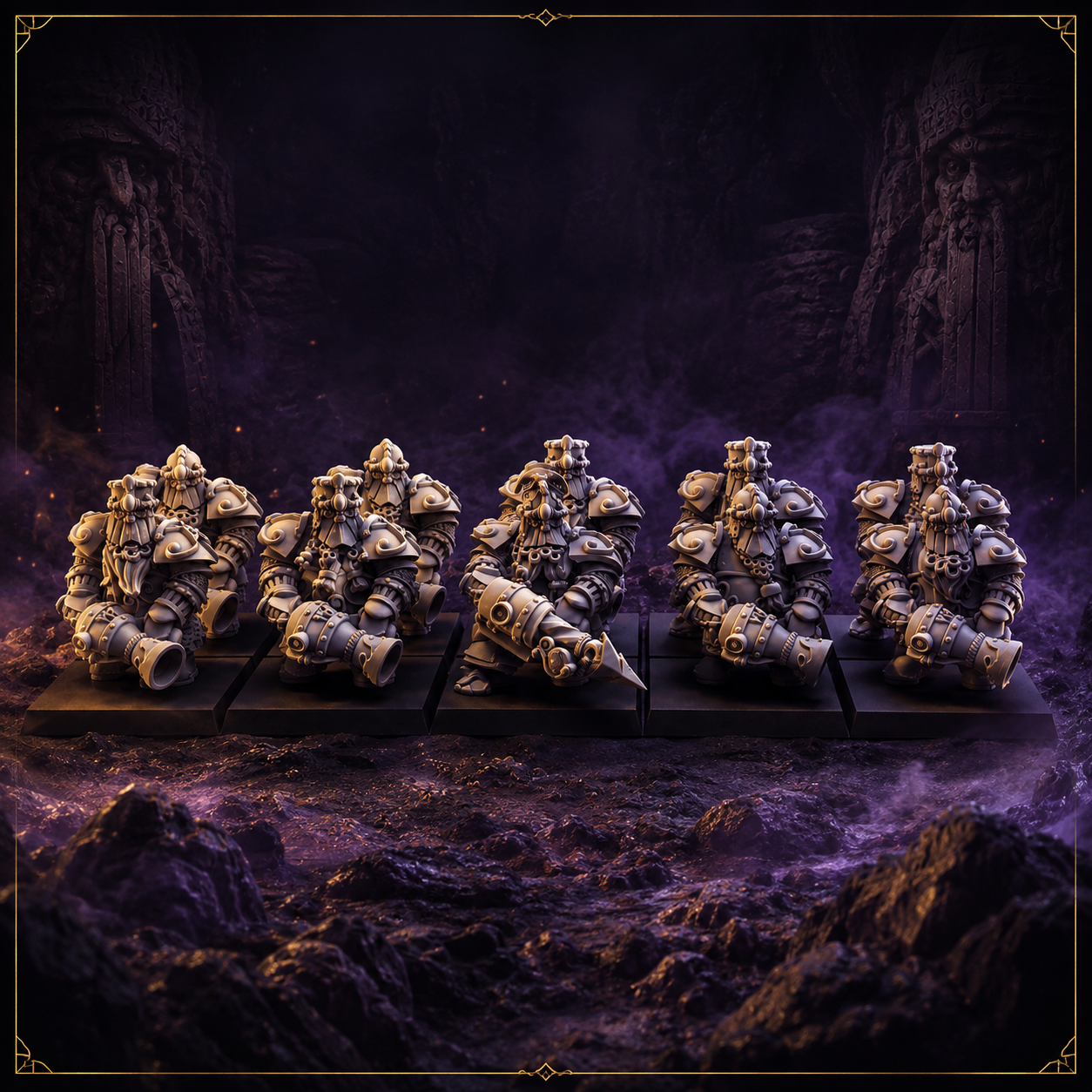 Dragonbane Brotherhood – 10 Dwarf Warriors als 32 mm Resin Einheit – Gruppenansicht