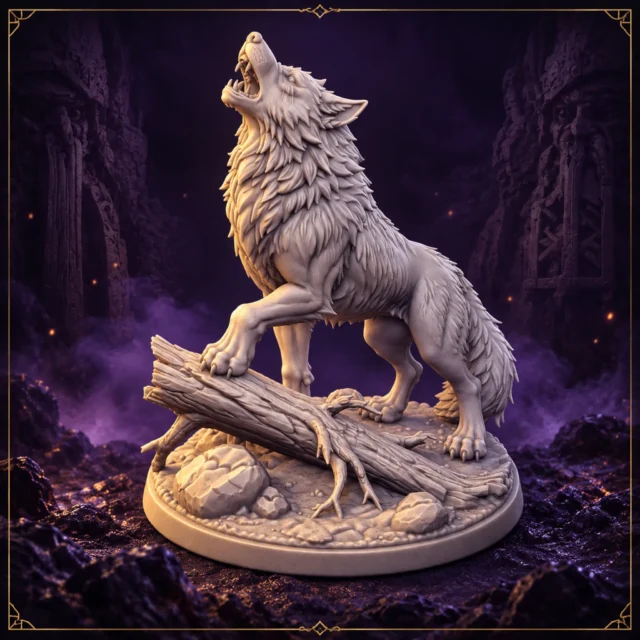 Fenrath Moonhowl – Dire Wolf – 32 mm Resin Miniatur
