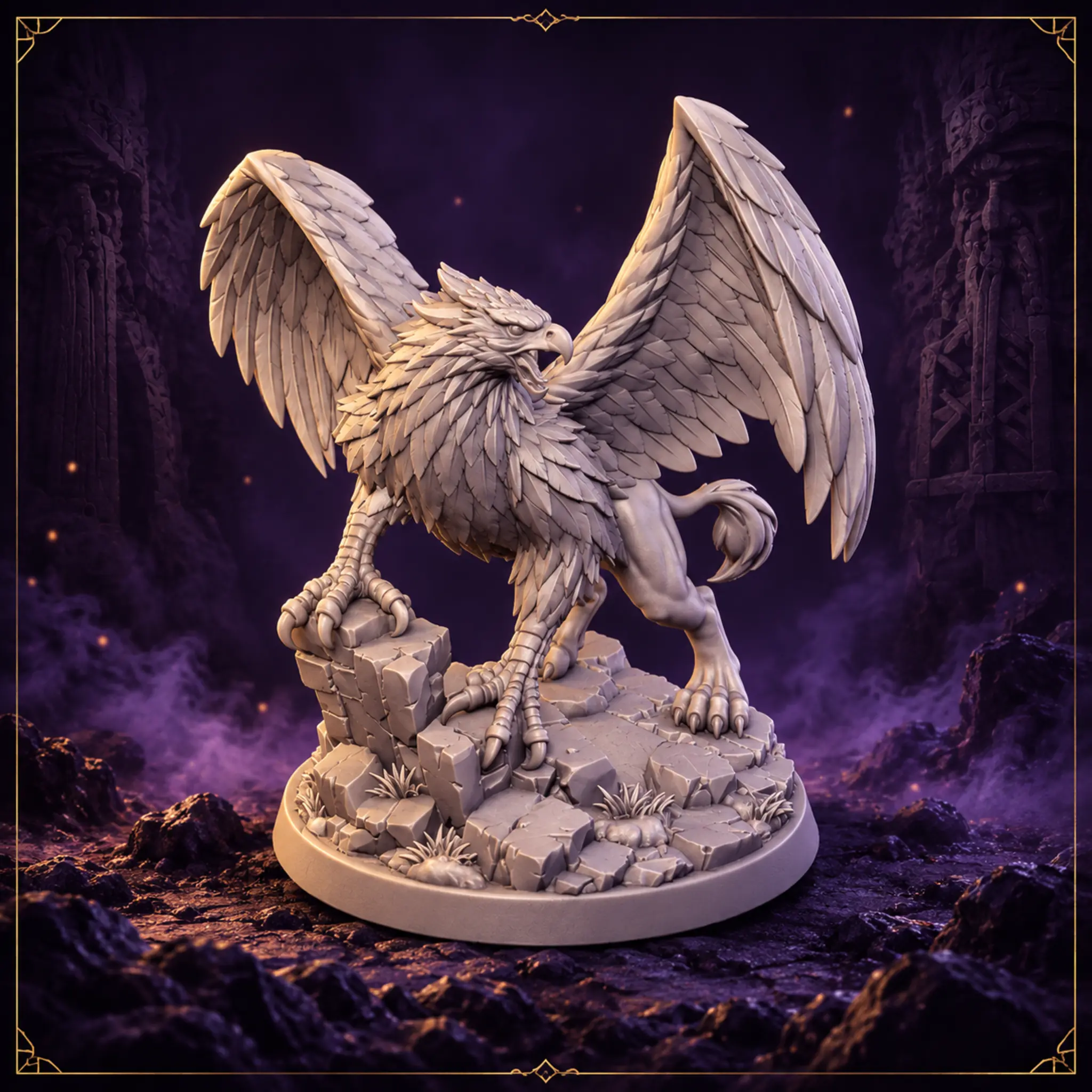 Aetherclaw Greif Resin Miniatur mit ausgebreiteten Flügeln – Vorderansicht